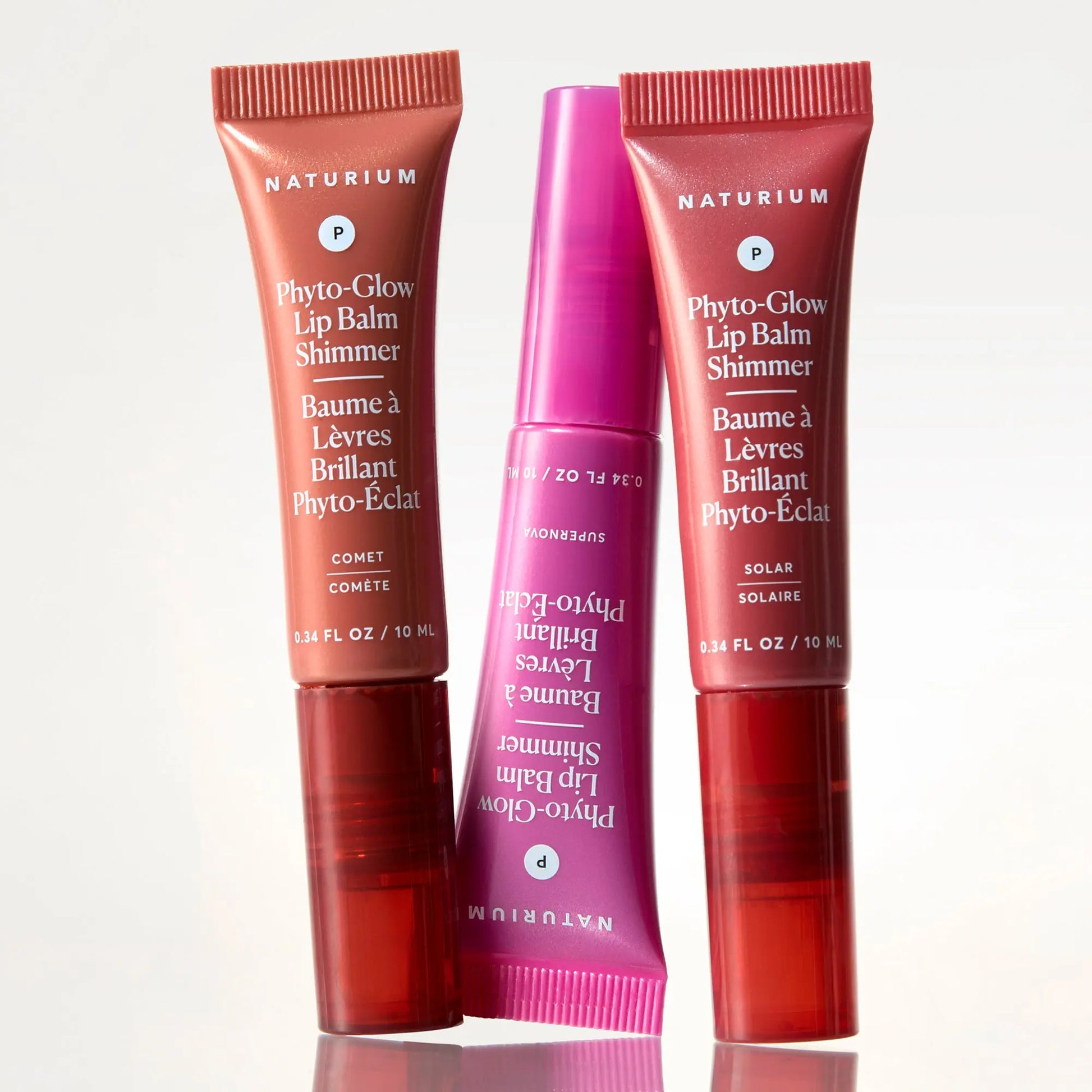 Naturium the Infinite Glow Set, Phyto-Glow Lip Balm Shimmer Comet, Supernova, Solar