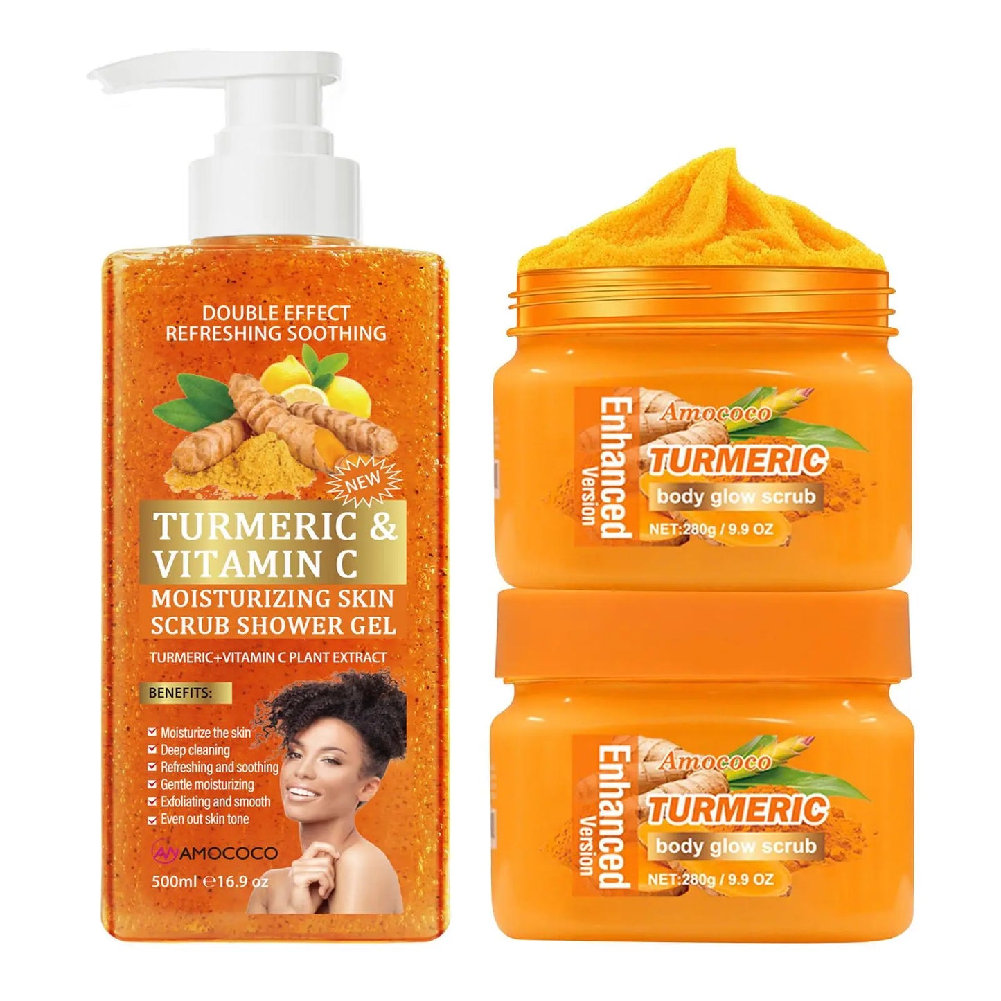 Turmeric Vitamin C Scrub Body Wash 500Ml, Gently Moisturizing and Soothing the Skin with a Long-Lasting Fragrance