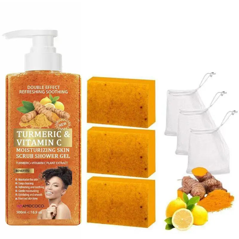 Turmeric Vitamin C Scrub Body Wash 500Ml, Gently Moisturizing and Soothing the Skin with a Long-Lasting Fragrance
