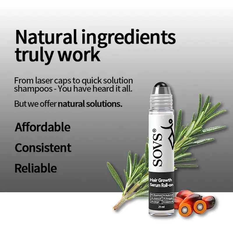 Rosemary Hair Growth Serum Roll on 25 Ml – 3% Rosemary, 3% Redensy, 2% Anagain , Scalp Serum, Boosts Oxygen Flow, Reduces Hair Fall