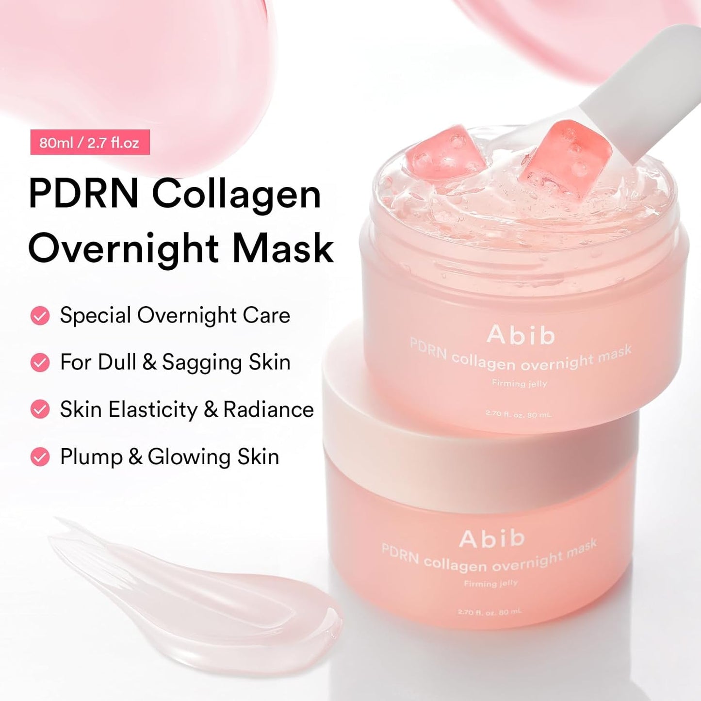 PDRN Collagen Overnight Face Mask Firming Jelly 2.7 Fl Oz | Korean Sleeping Mask for Rejuvenation | Elasticity Boost & Plumping