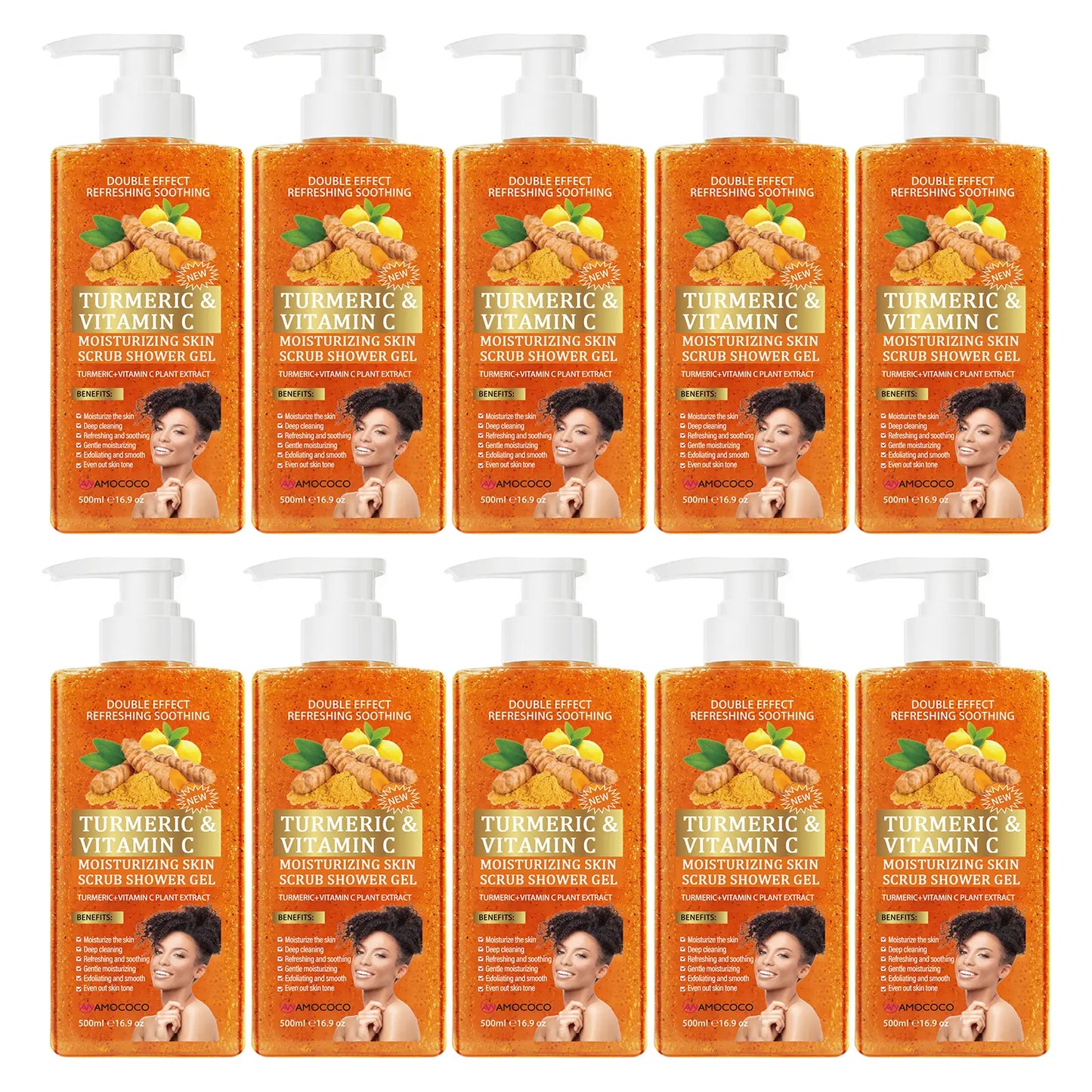 Turmeric Vitamin C Scrub Body Wash 500Ml, Gently Moisturizing and Soothing the Skin with a Long-Lasting Fragrance