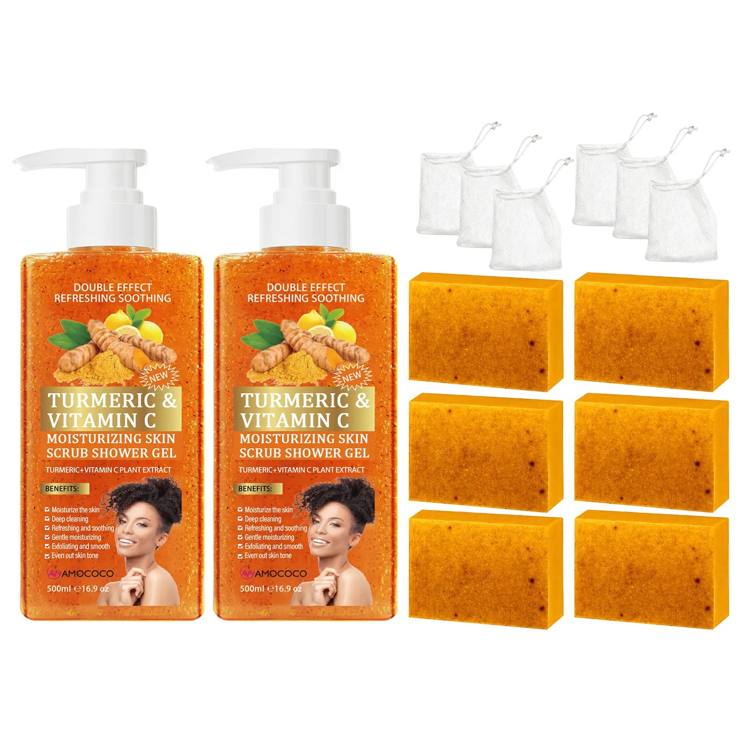 Turmeric Vitamin C Scrub Body Wash 500Ml, Gently Moisturizing and Soothing the Skin with a Long-Lasting Fragrance